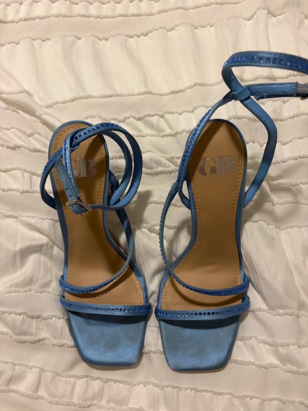 Gianni Bini Sky Blue Strappy Square-Toe Heels